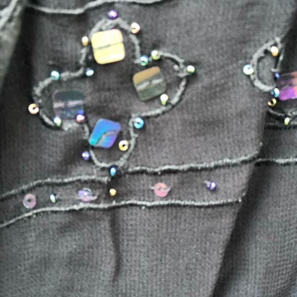 Boho button down sequin black top 1X - Picture 7 of 10